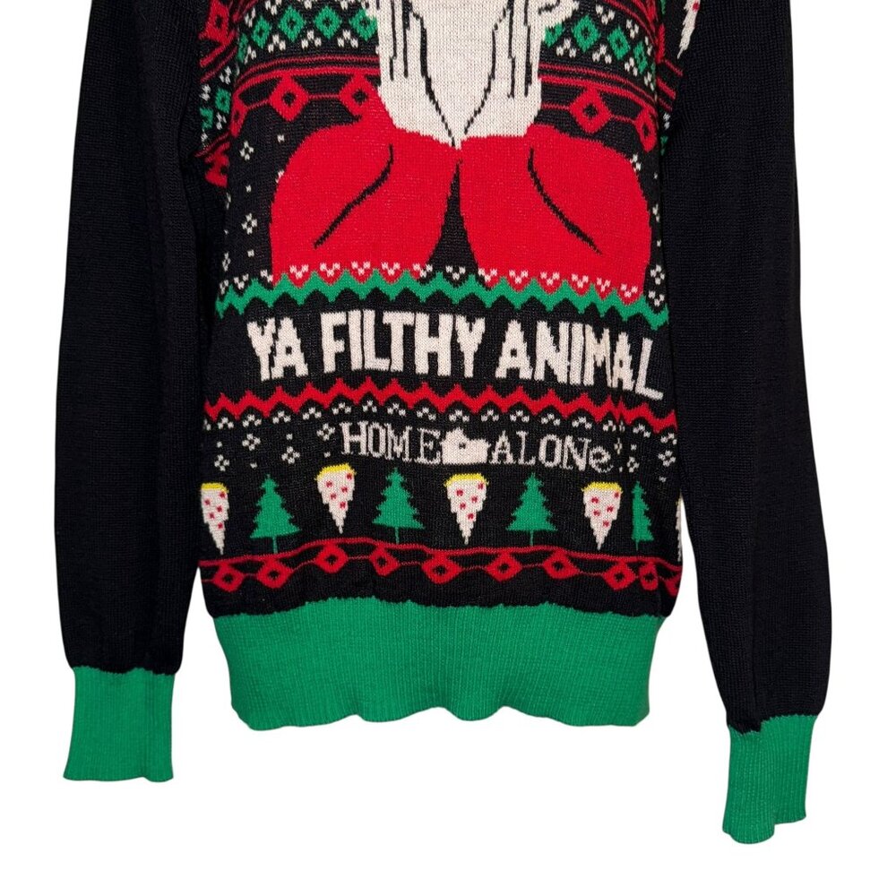 Home Alone Sweater Juniors L Merry Christmas Ya Filthy Animal Black Holiday - Picture 3 of 9